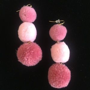 Pink Pom Pom Earrings